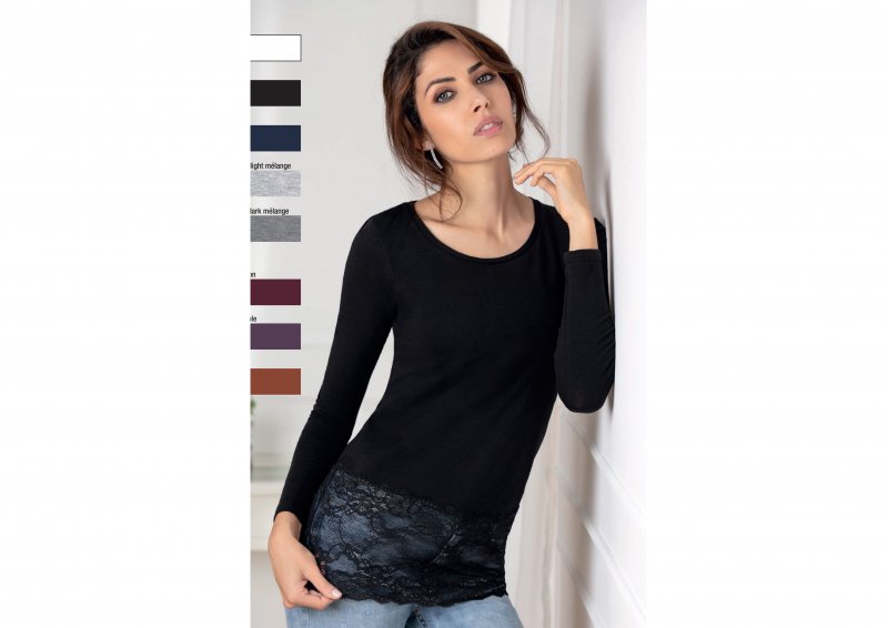 Cotonella dámské tričko s dlouhým rukávem CD159 černé | Vermali.cz
