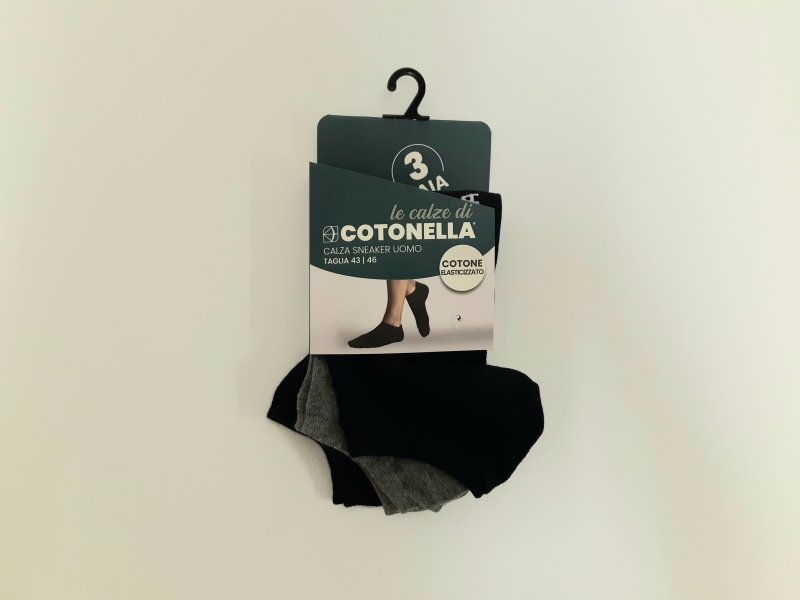 Kotníkové ponožky Cotonella IX003 3Pack černé/modré/šedé | Vermali.cz