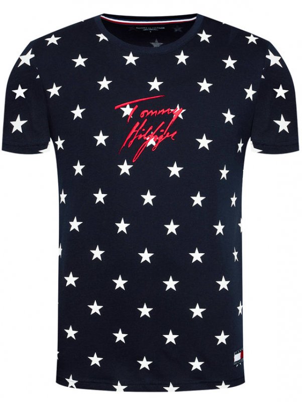 TOMMY HILFIGER pánské tričko krátký rukáv 2128 modré | Vermali.cz