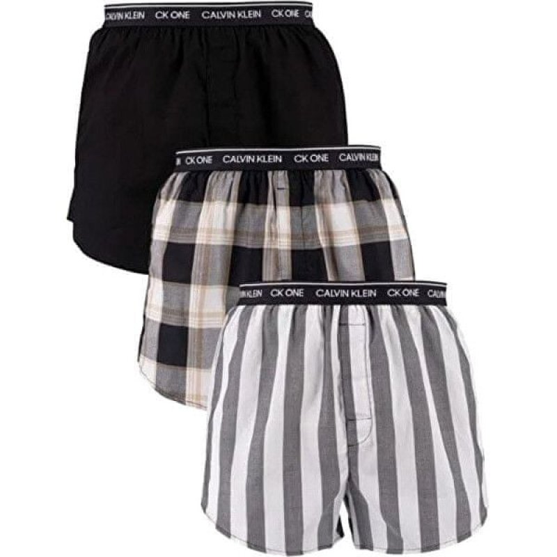 Pánské volné trenky Calvin Klein NB3000A 3pack černobílé | Vermali.cz