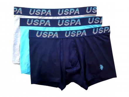 U.S. POLO ASSN. 3Pack boxerky 80432 tm.modrá, mint, sv.šedá