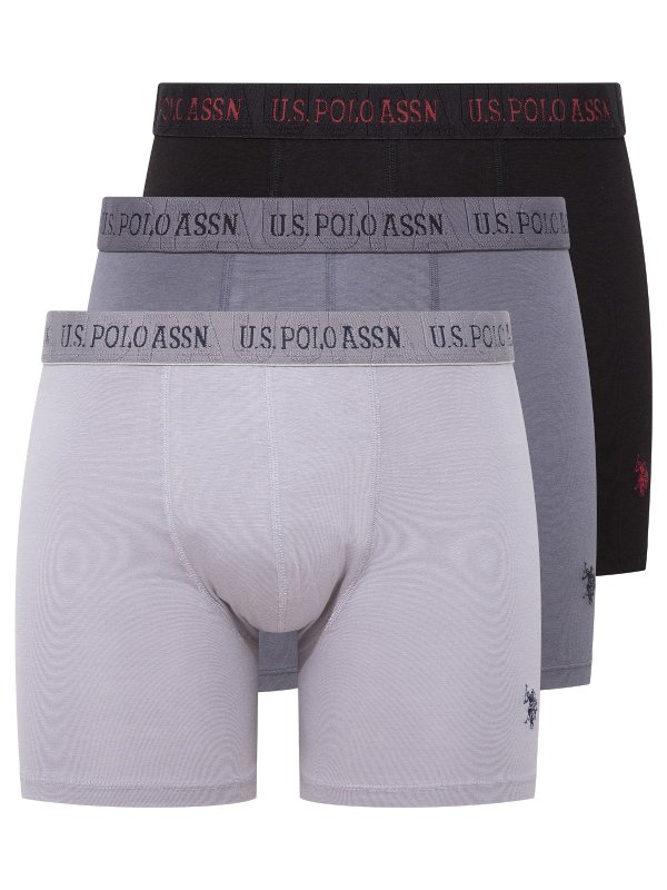U.S. POLO ASSN. 3Pack modalové boxerky 80517 s prodlouženou nohavičkou | Vermali.cz