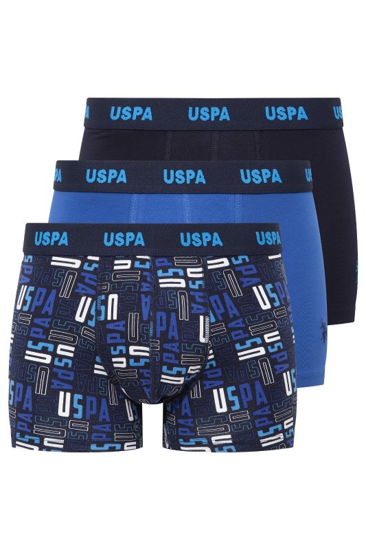 U.S. POLO ASSN. 3Pack boxerky 80509 tm.modrá, modrá, celopotisk | Vermali.cz