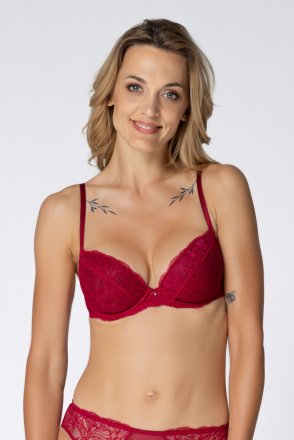 ROSME vyztužená push-up podprsenka s kosticemi 723610 červená