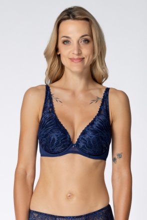ROSME vyztužená push-up podprsenka s kosticemi 724910 modrá